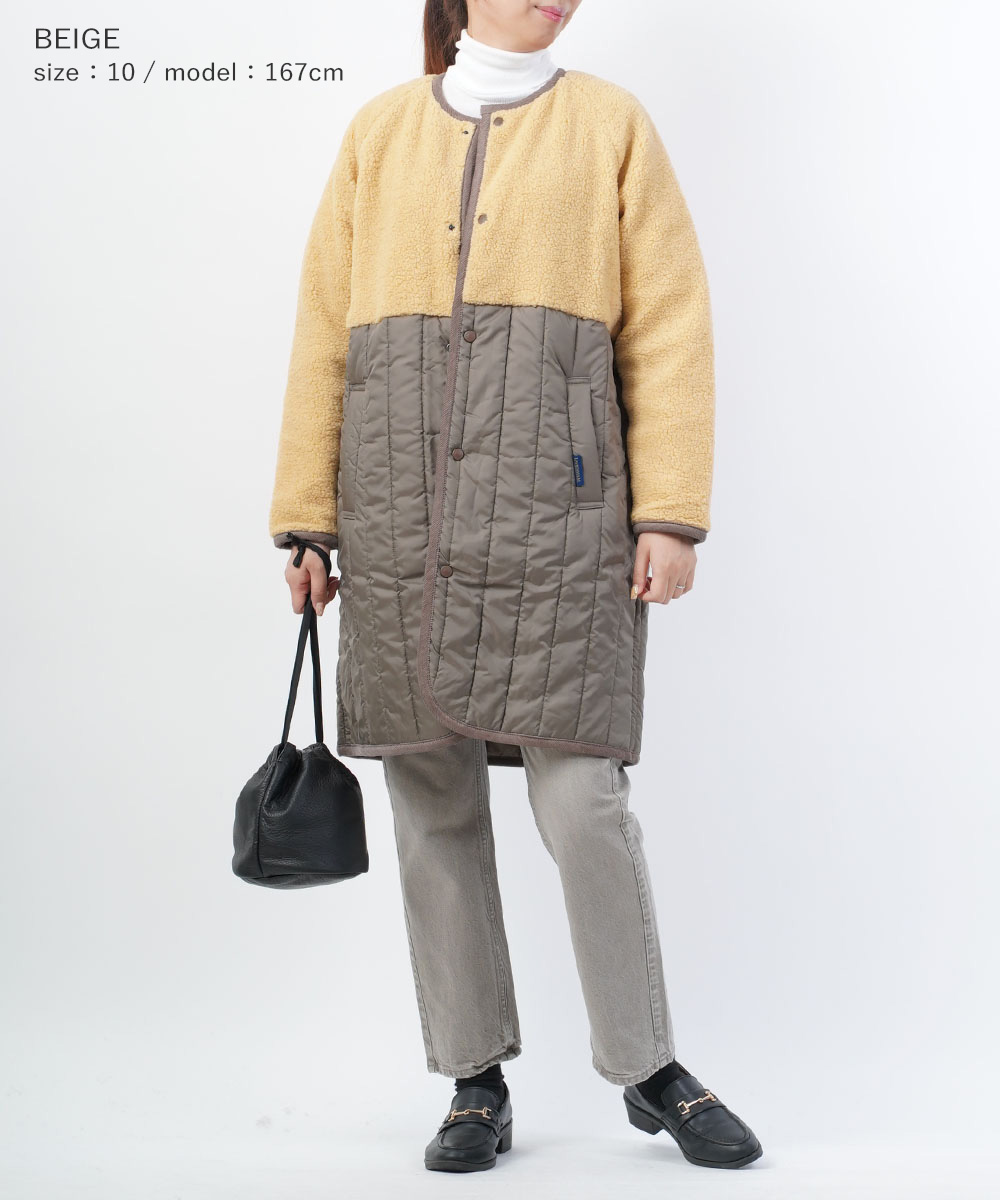 LAVENHAM ラベンハム ノーカラー ロングコート SHERPA PALGRAVE