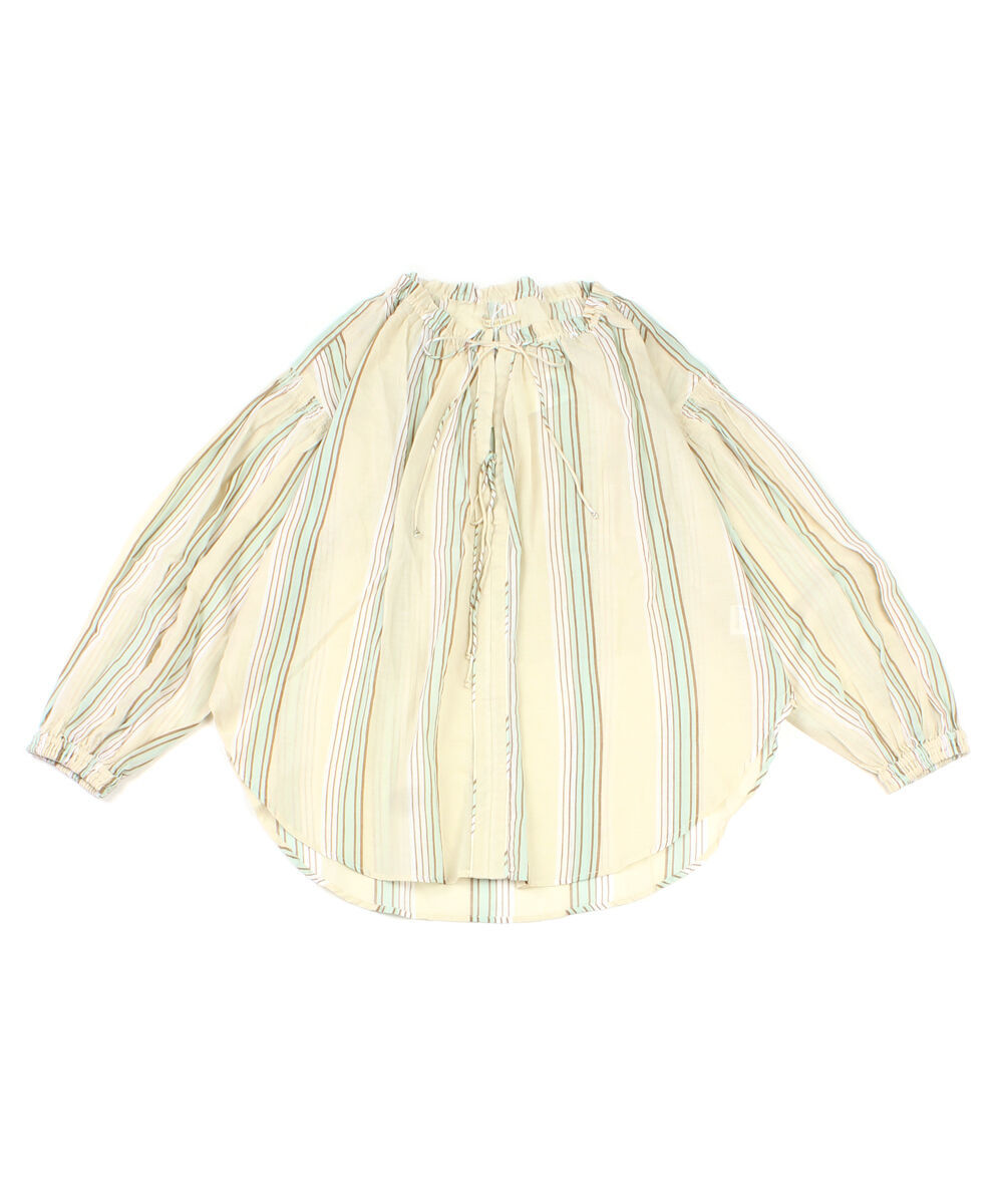 ヌキテパ プルオーバー ブラウス COTTON VOILE STRIPE GATHER BLOUSE