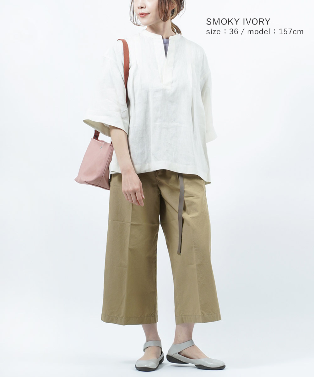 hdk/ le glazik ⿻ リネン ワイド ブラウス 白シャツ LE GLAZIK ル グラジック リネンシャツ ワイドシャツ プル