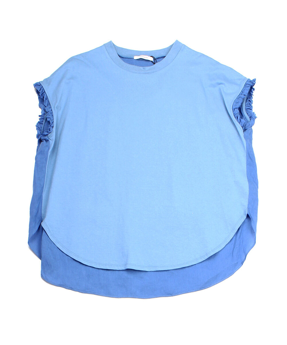 MANON マノン Tシャツ カットフリルコンビ プルオーバー レディース マノン コンビシャツT ドッキングTシャツ カットソー CUT FRILL