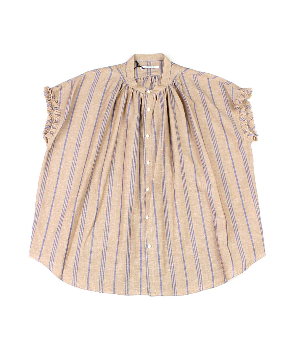 マノン ストライプアミカルシャツ ブラウス FRILL SLEEVE STRIPE AMICAL S...