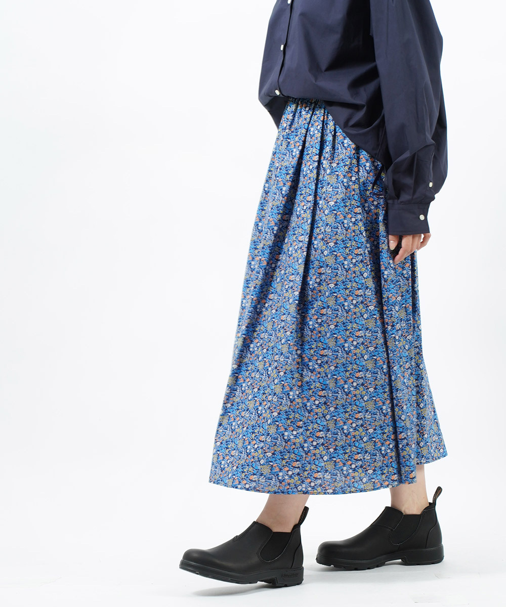 MidiUmi チェックタックギャザースカート　ネイビー　サイズF MidiUmi ミディウミ タックギャザーチェックスカート マキシ丈