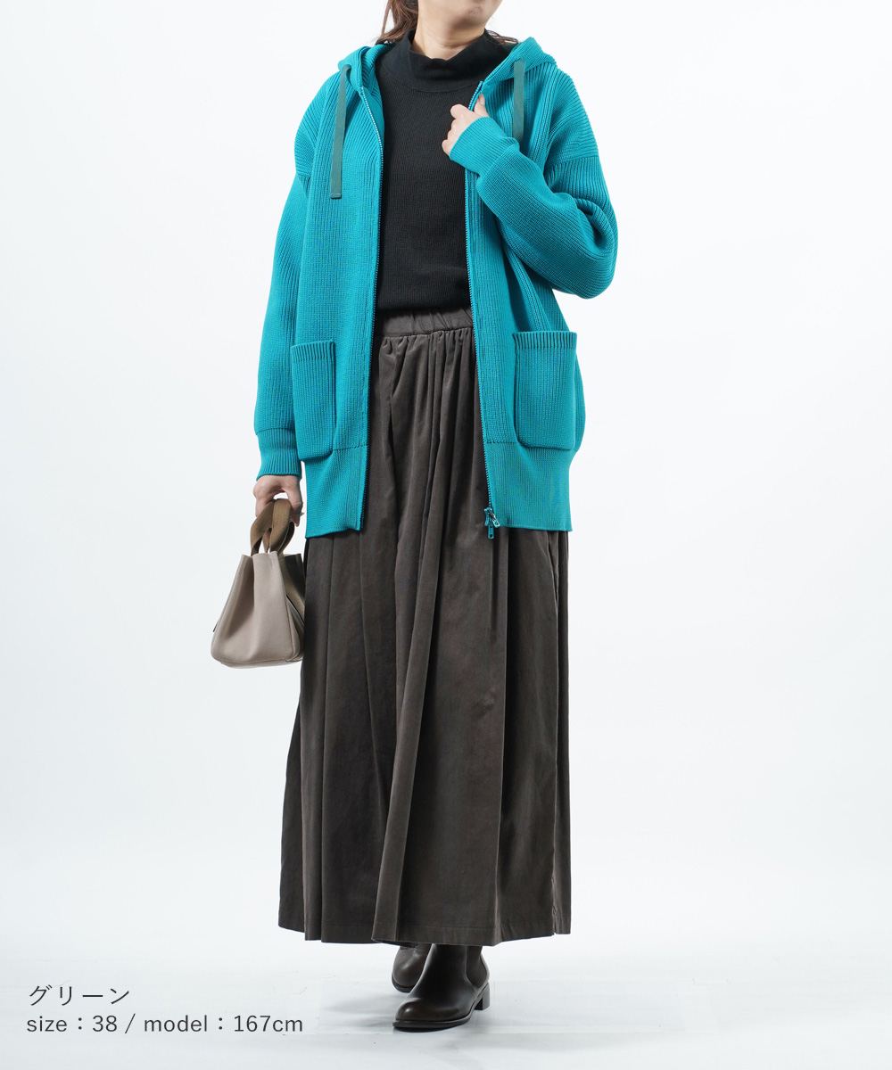 レリル ダブルジップ付きパーカー ニットパーカー lelill レディース