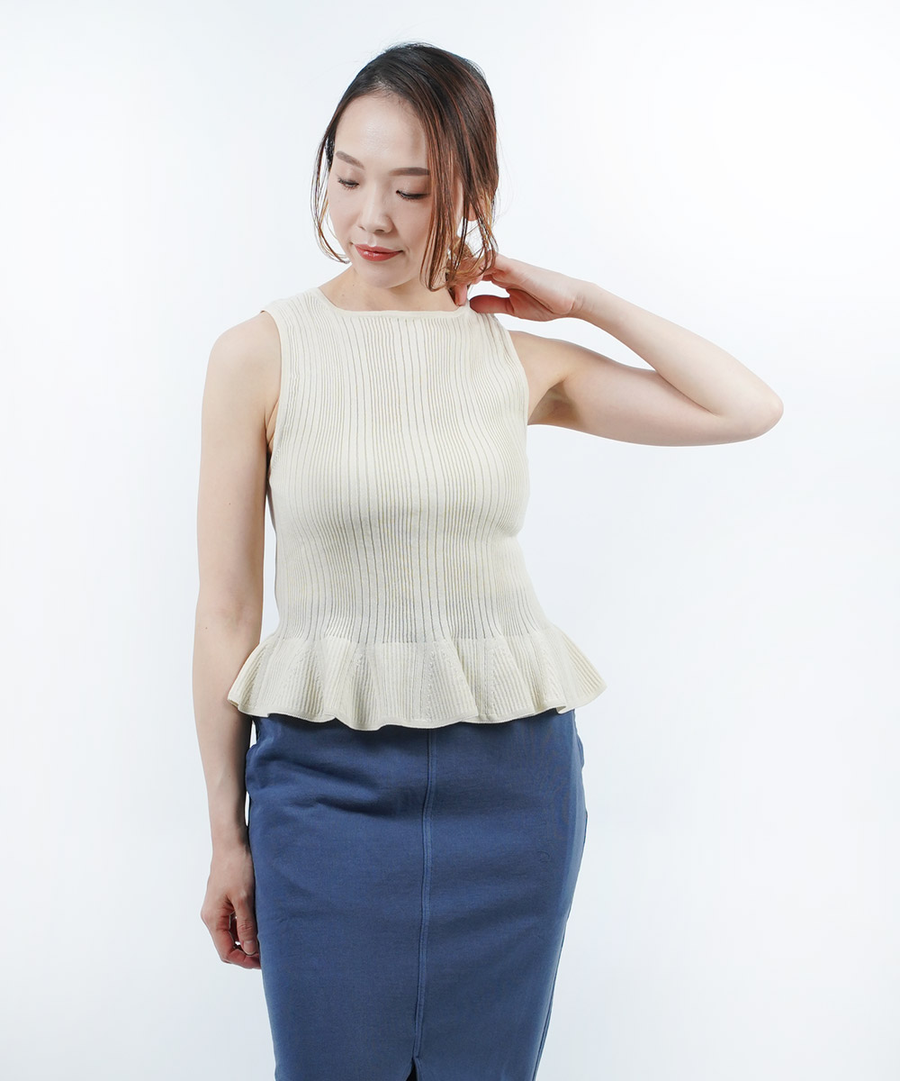 アンフィル プルオーバー サマーニット high twist cotton ribbed-knit