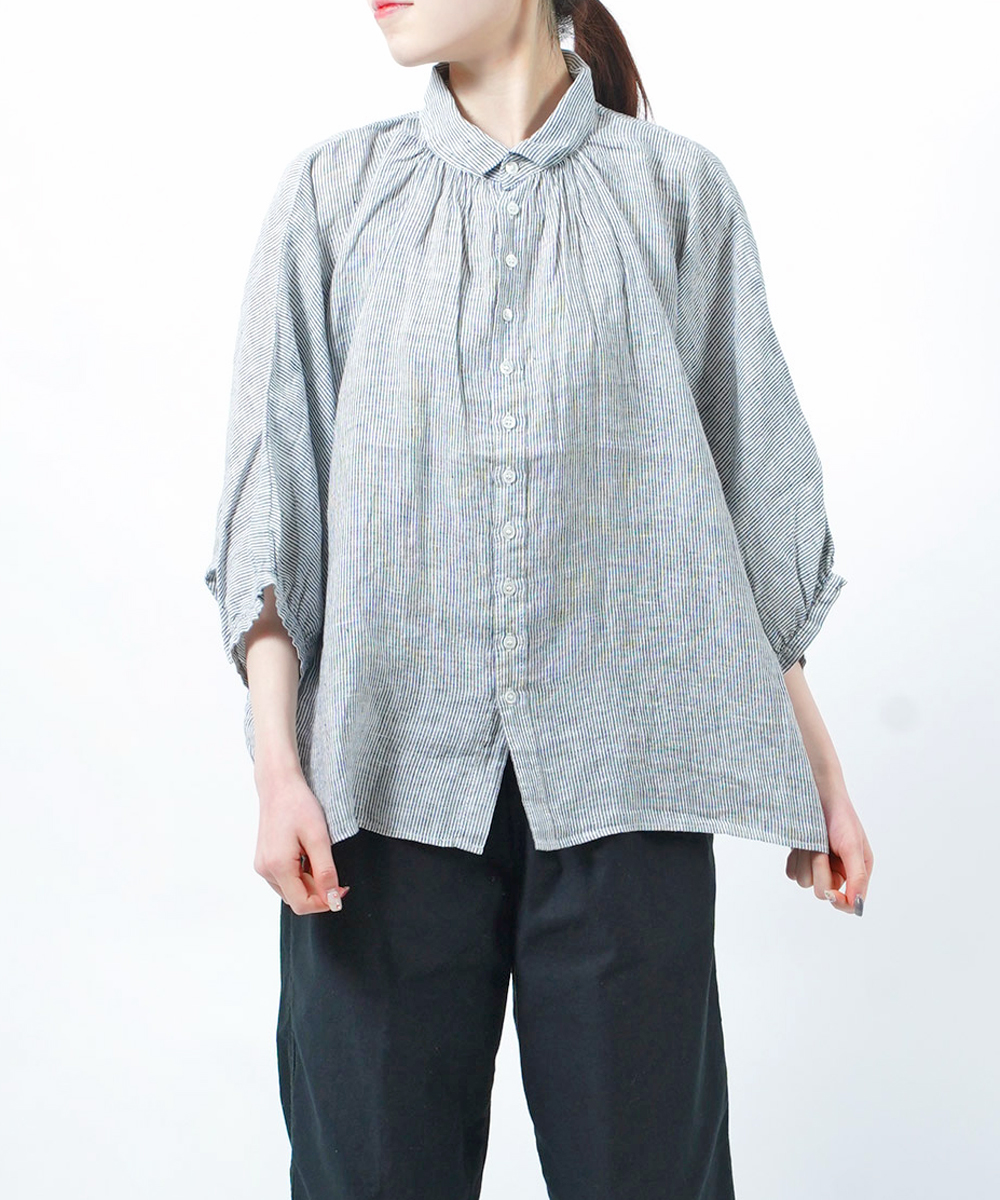 当季大流行 DOMINGO リネンシャツ グランシャツ ドミンゴブロカント シャツ/ブラウス(半袖/袖なし)
