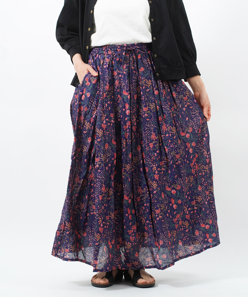 ソイル ギャザースカート 花柄スカート フレアスカート COTTON FLOWER PRINT GATHERED SKIRT SOIL 2023春夏新作 レディース 国内正規品