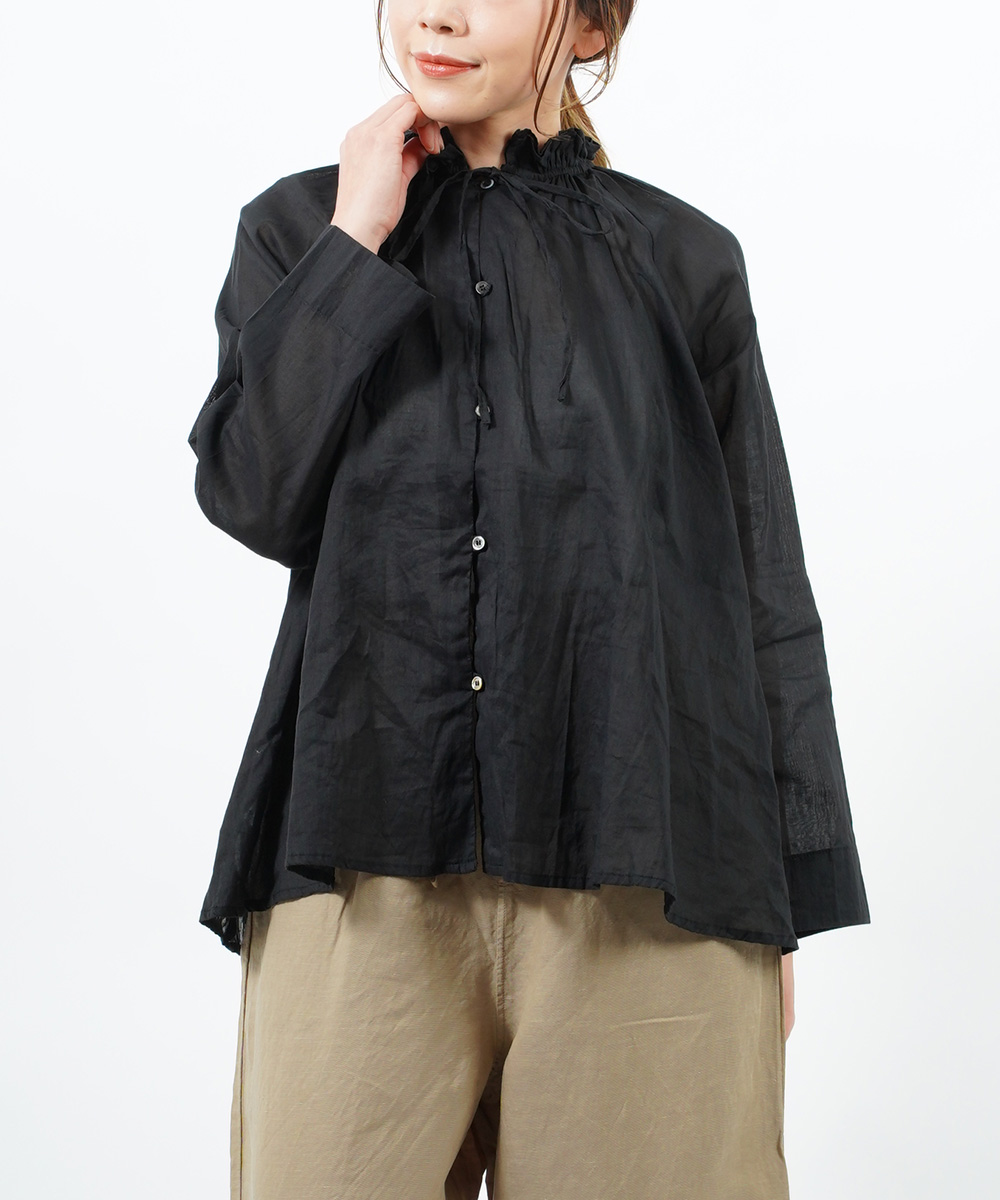 Gauze# ガーゼ フリルカラーブラウス レディース 国内正規品