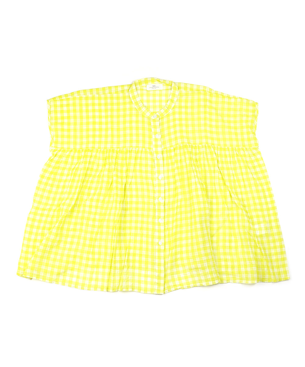 SOIL（ソイル） フレンチスリーブシャツ FANCY GINGHAM CHECK BANDED
