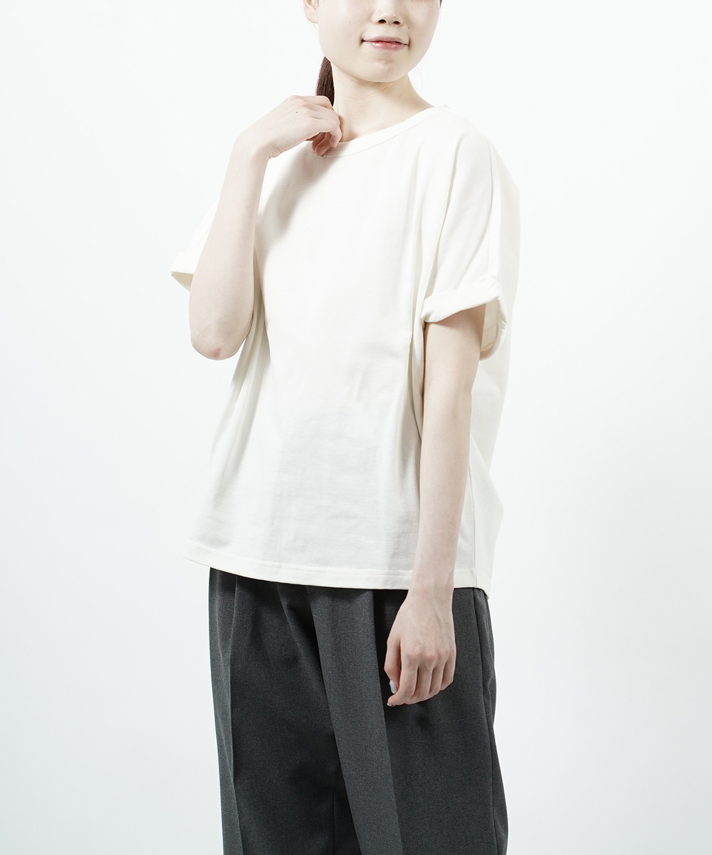 mizuiroind（ミズイロインド） ロールアップスリーブ ドルマンTシャツ