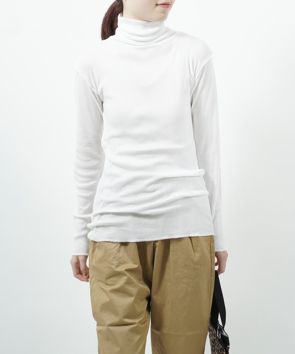 メヤメ ソフトリブ タートルネックカットソー SOFT RIB TURTLENECK