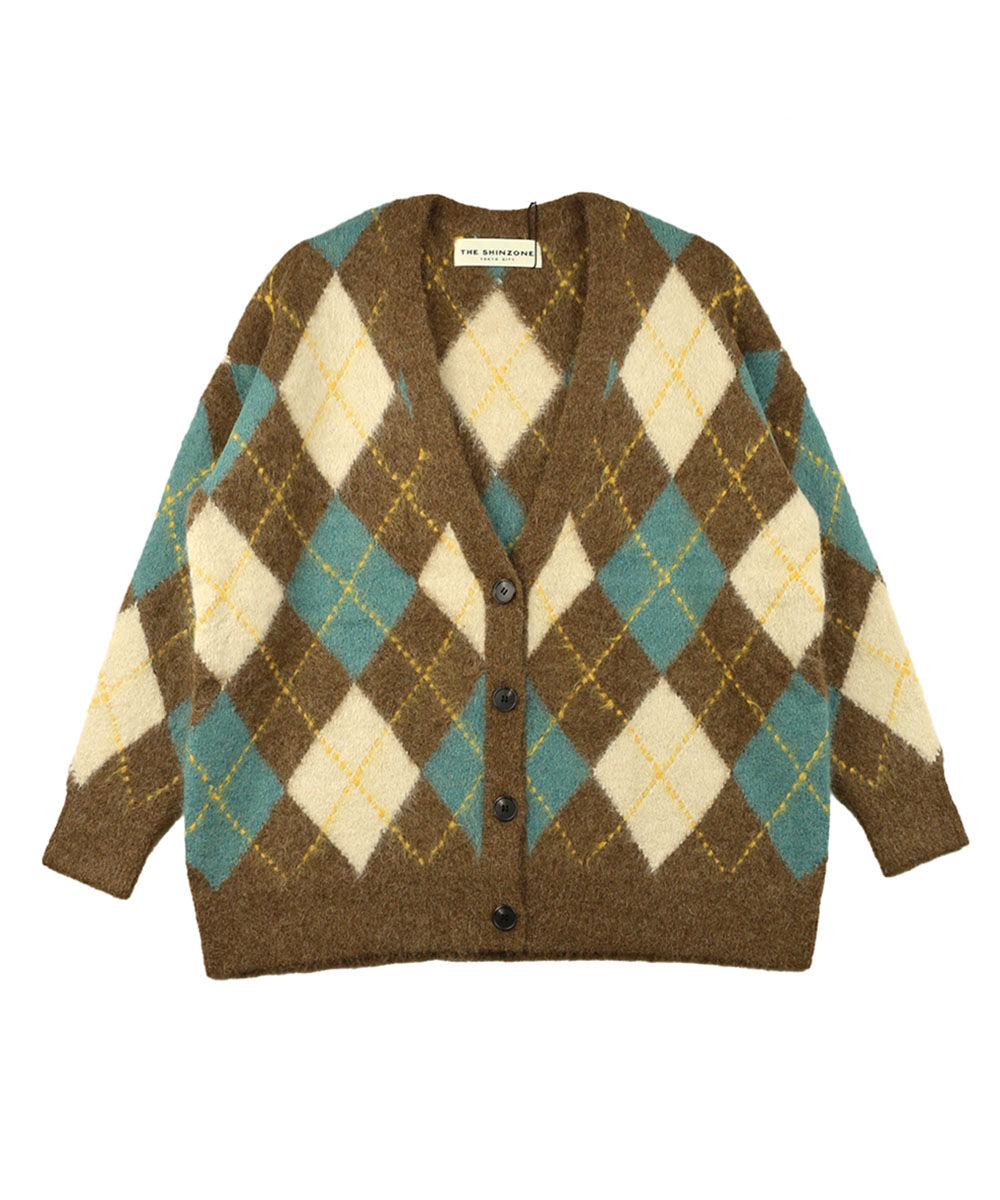 THE SHINZONE ザ シンゾーン Vネックカーディガン SHAGGY ARGYLE