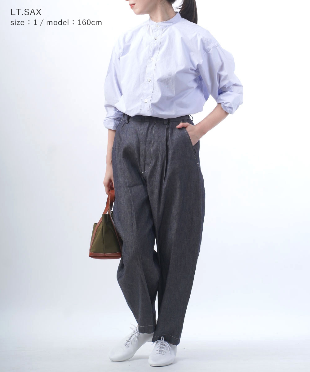 定番人気 オーシバル バンドカラーコットンシャツ ブラウス