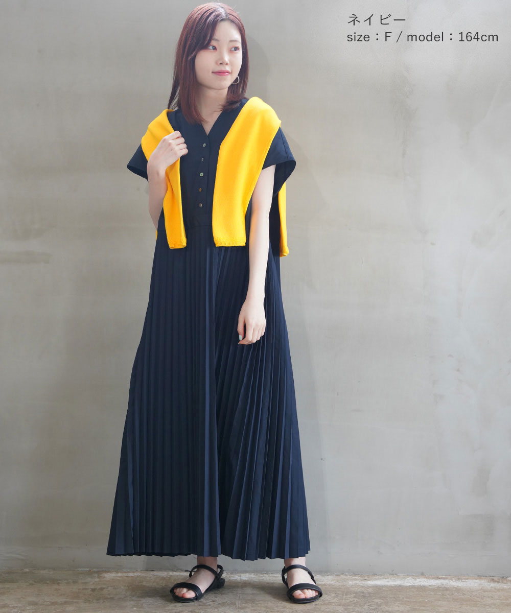 美品 送料込み ミズイロインド ブルー 綿麻 藍染め ロングワンピース 日本製 mizuiroind ミズイロインド プリーツ ロングワンピース mizuiro