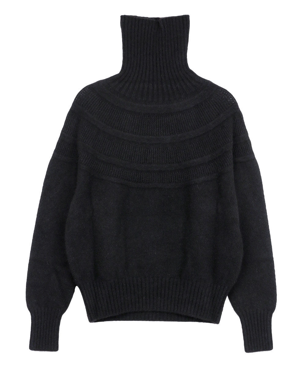 ファクトリー ヤク レース柄オフタートルセーター FACTORY レディース