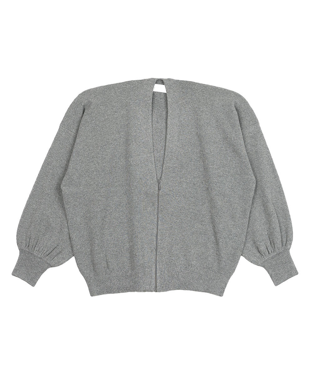 grin（グリン） 綿カシミアスウェットニットジップカーディガン