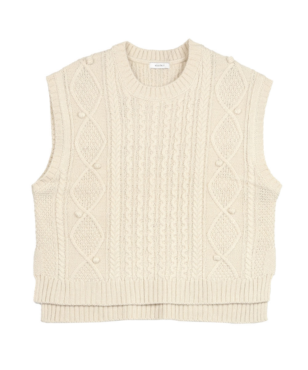 ヘブンリー アルパカミックスニットアランベスト HEAVENLY 2451184 国内正規品 220409 ヘブンリー アルパカミックスニットアランベスト HEAVENLY レディース