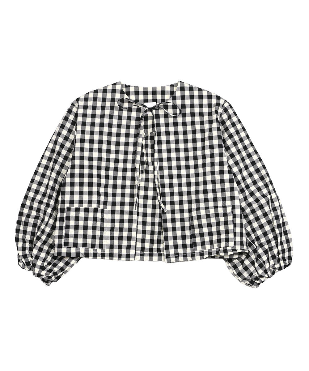ガーゼ ギンガムランタンスリーブブラウス Gauze# レディース 国内正規
