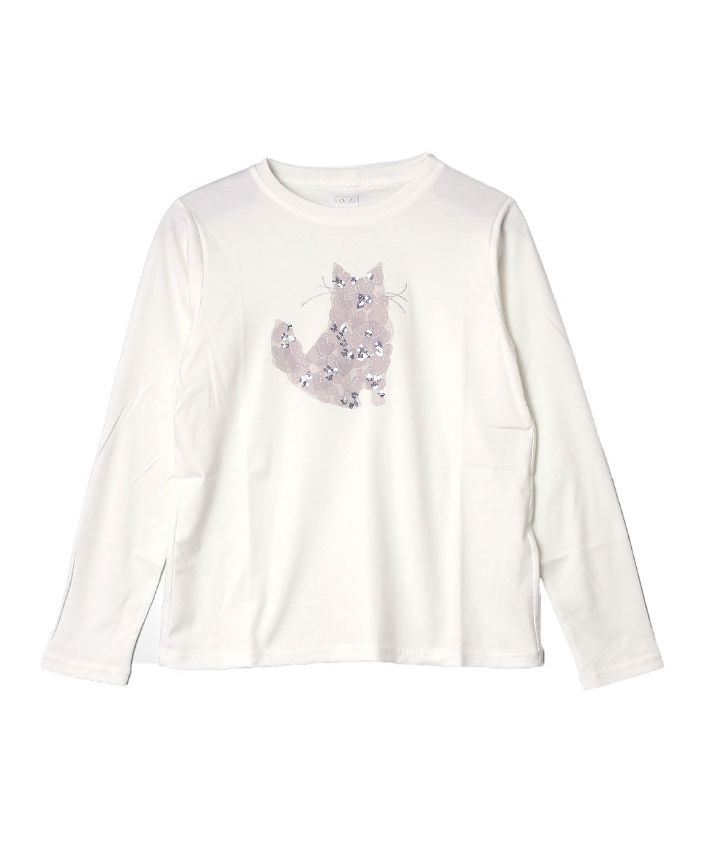 PUPULA（ププラ） アナヤスムースジャージィ キャットアップリケ 長袖T