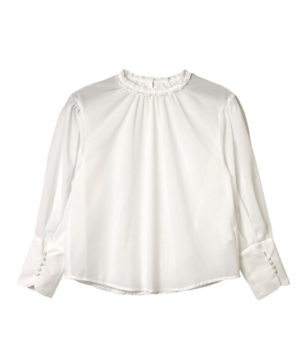 ホワイト HEM PLEATS BLOUSR WHYTO. 2025春夏新作 レディース 国内正規品 ホワイト PLEATS COLLAR BLOUSE WHYTO. 2025春夏新作 レディース