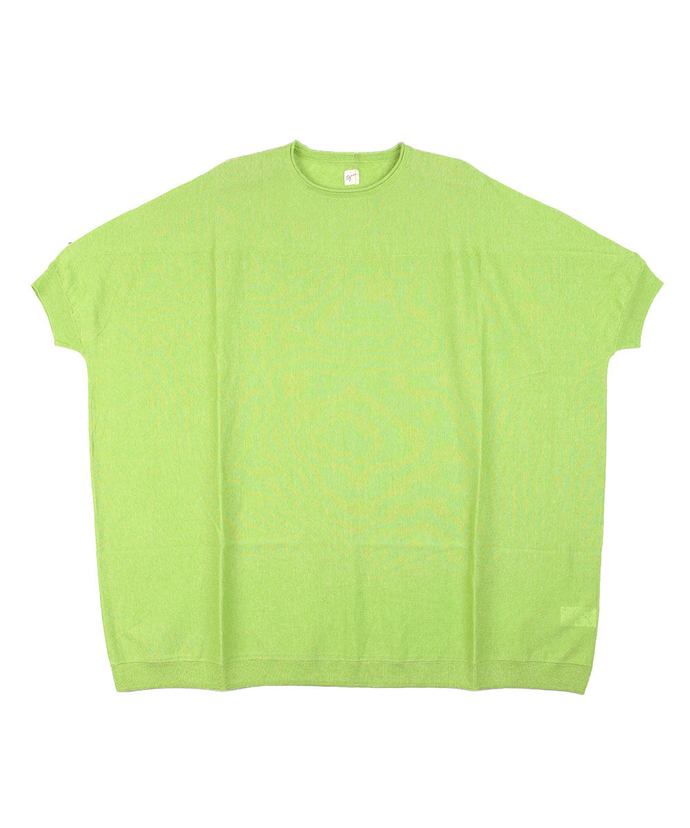 grin（グリン） リネンエステルニット ロングポンチョプルオーバー