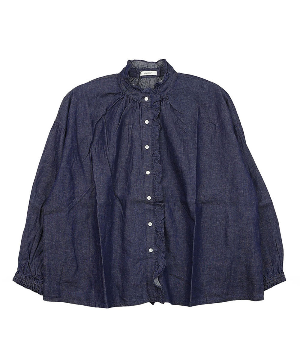 ヘブンリー 4.5oz コットンリネンデニム2WAYフリルシャツ