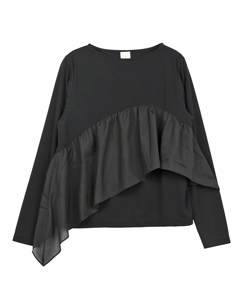 ププラ ヤギポリスムース ラッフル プルオーバー PUPULA 157076 国内正規品 2025春夏新作 送料無料 PUPULA（ププラ） ヤギポリスムース ラッフル プルオーバー レディース