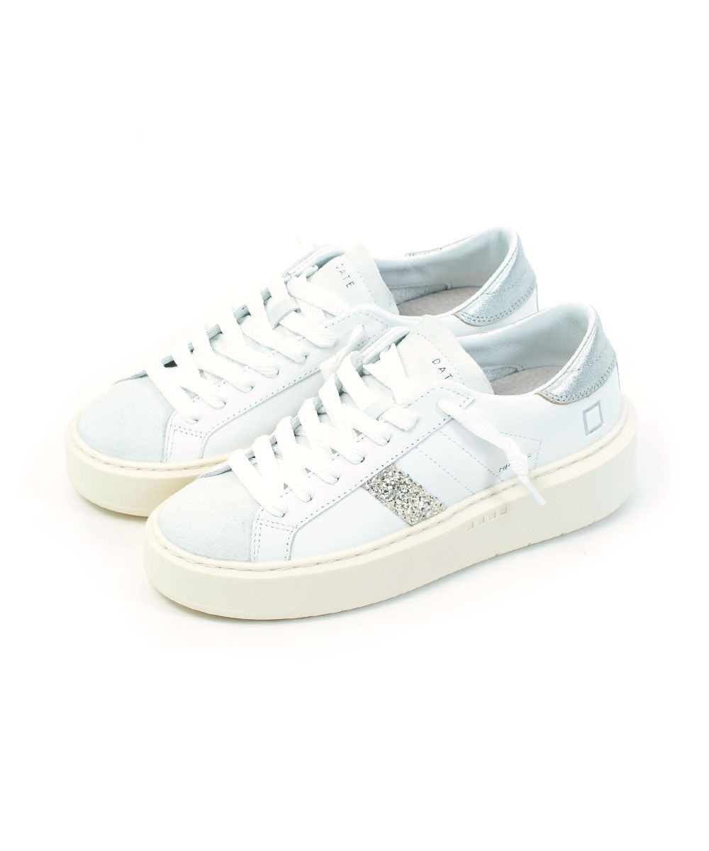 デイト HILL LOW PLATFORM CALF WHITE-SILVER D.A.T.E. レディース