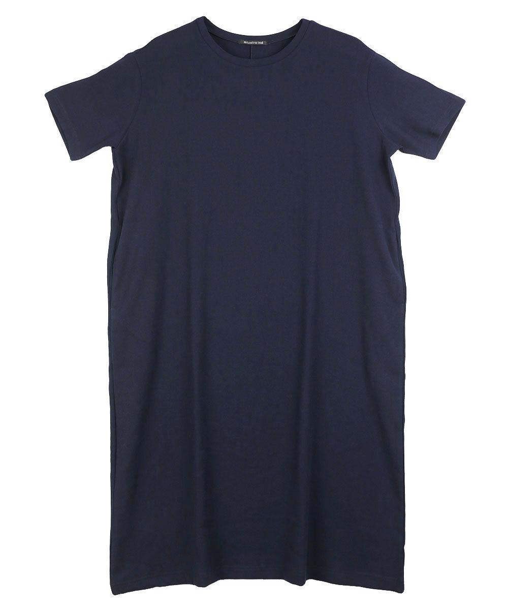 ミズイロインド ジョーゼットハーフスリーブロングワンピース mizuiro