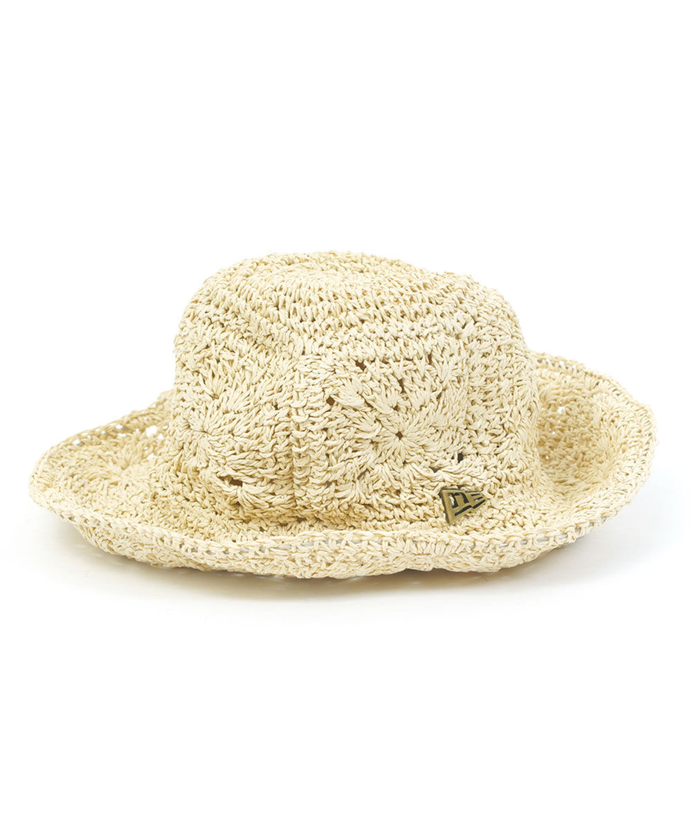 帽子 new era crochet knit paper hat beige クロシェ ニットバケット ペーパー ベージュ/クロームホワイト