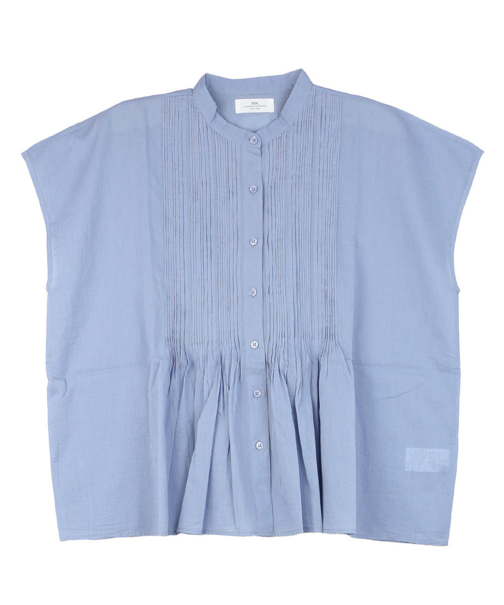 ソイル 80s COTTON VOILE PLAIN BANDED COLLAR FRENCH/SL PINTUCK SHIRT SOIL 2025春夏新作 レディース 国内正規品 SOIL(ファッション) ソイル 80s COTTON VOILE PLAIN BANDED