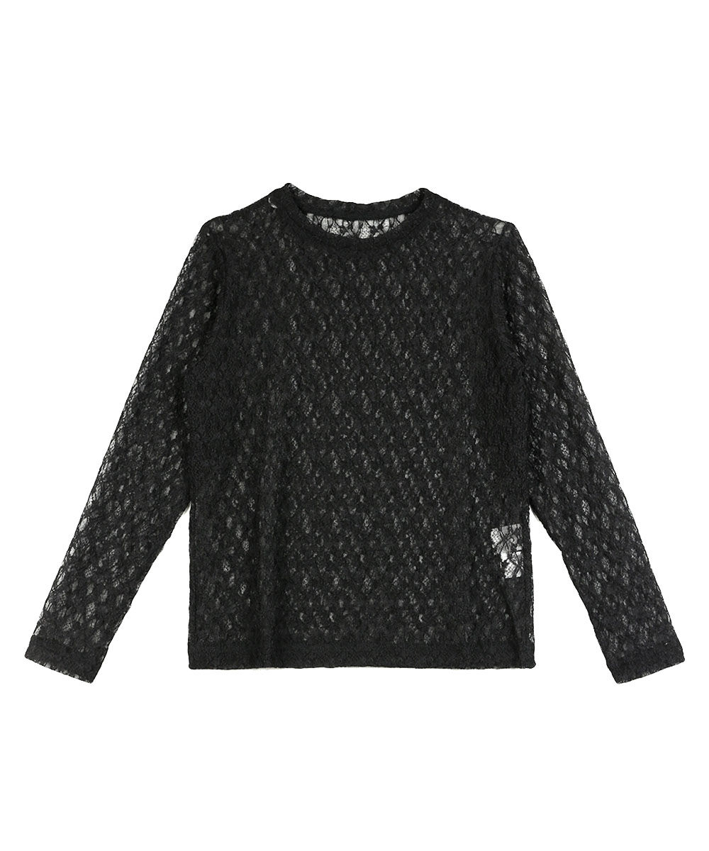 PUPULA ププラ フラワーラッセルレース 長袖 クルーネック プル