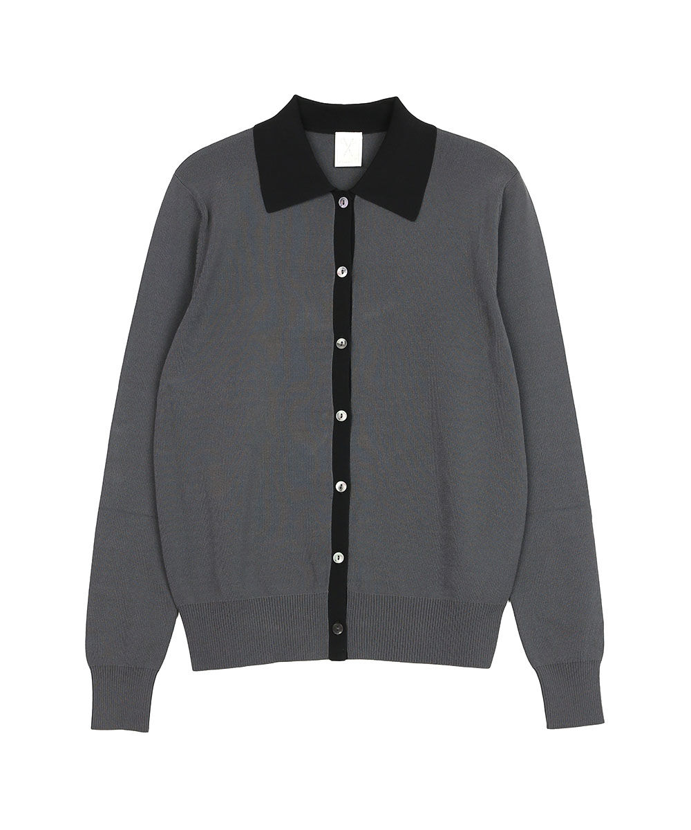 PUPULA（ププラ） レーヨン混 ミラノリブニット バイカラー 配色 襟