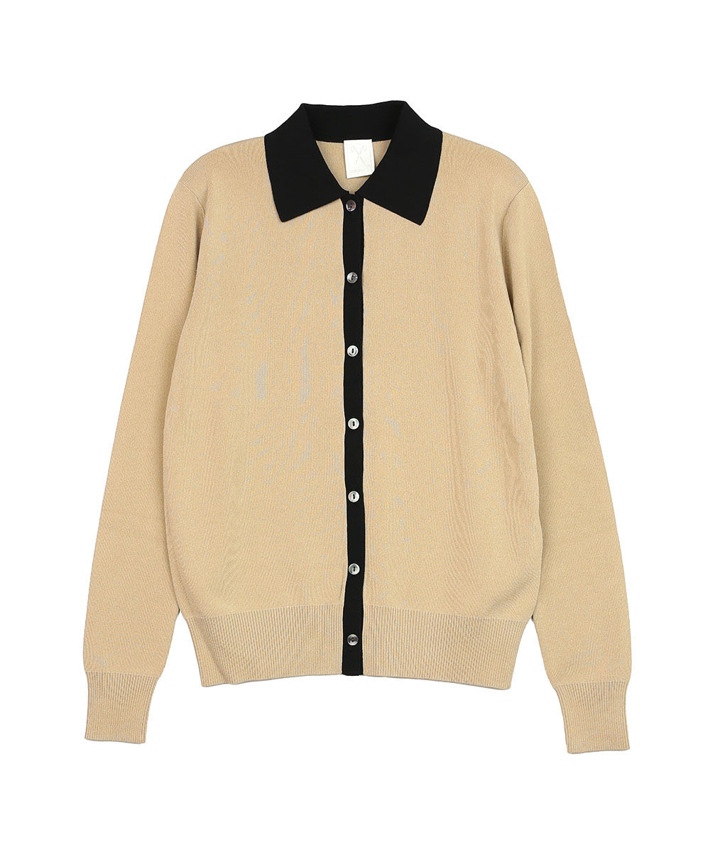 PUPULA（ププラ） レーヨン混 ミラノリブニット バイカラー 配色 襟