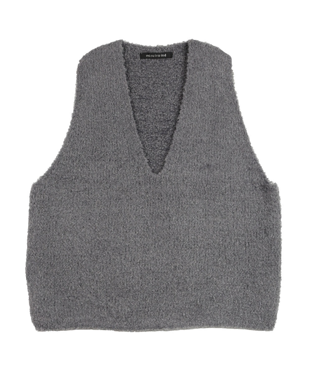 ミズイロインド ヘアリーVネックベスト mizuiro ind 2025秋冬新作