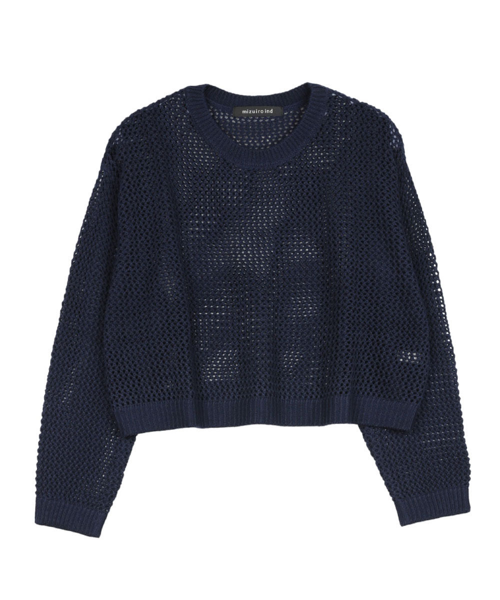 ミズイロインド メッシュクルーネックプルオーバー mizuiro ind 3-220093 国内正規品 2025秋冬新作 ミズイロインド メッシュクルーネックプルオーバー mizuiro ind 2025