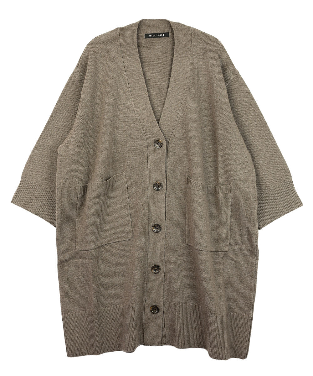 ミズイロインド ワイドVネックカーディガン mizuiro ind 2025秋冬新作