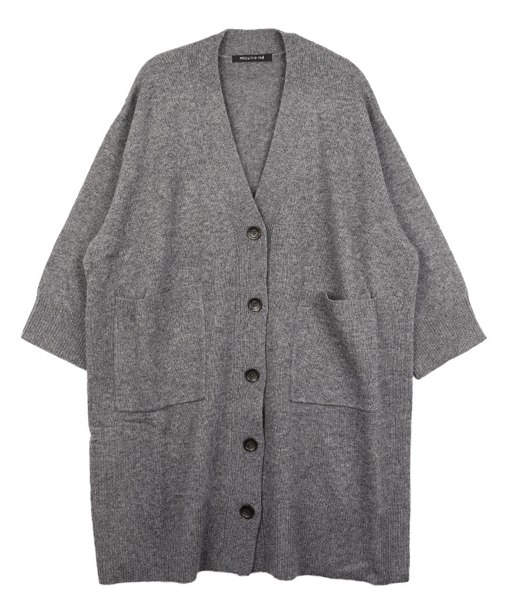 ミズイロインド ワイドVネックカーディガン mizuiro ind 2025秋冬新作