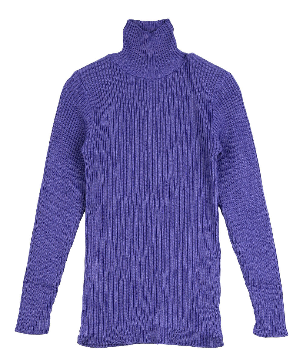 GIUGIU パープルリブタートル　美品　size:S quaranciel:〈手洗い可能〉コットン タートルネック リブ ニット