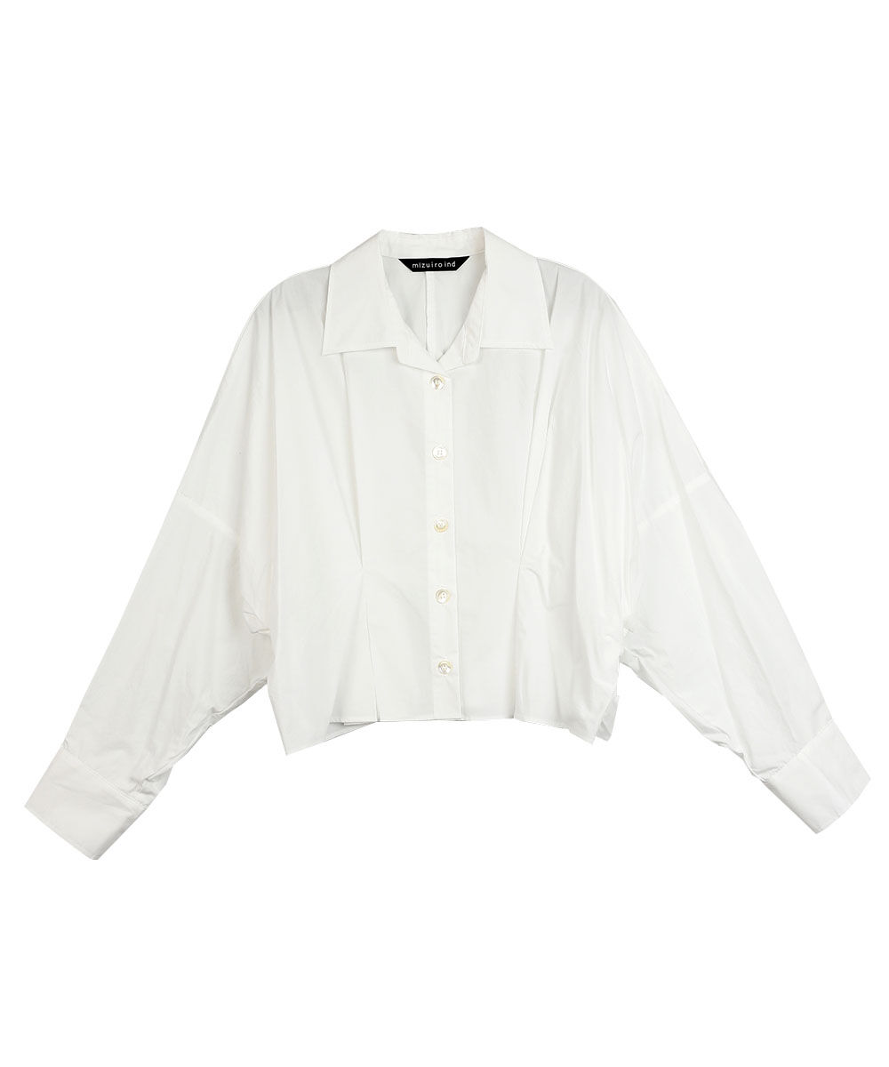 mizuiro-ind Vネックコクーンシャツ コットン ブラウス シャツ ホワイト レディース ミズイロインド【中古】5-0922M∞ mizuiroind（ミズイロインド） mizuiro-ind Vネックコクーンシャツ