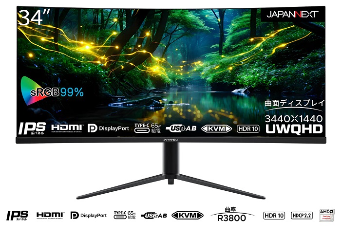 液晶ディスプレイ JAPANNEXT JN-IPSC34UWQHDR-C65W-H [液晶 