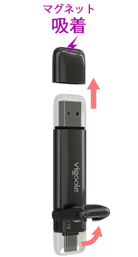 vigoole SD301 PRO 2TB 外付けSSD SD301_PRO_2TB 外付けSSD USB-A＋USB-C接続 (iPadOS/Mac/Windows11対応