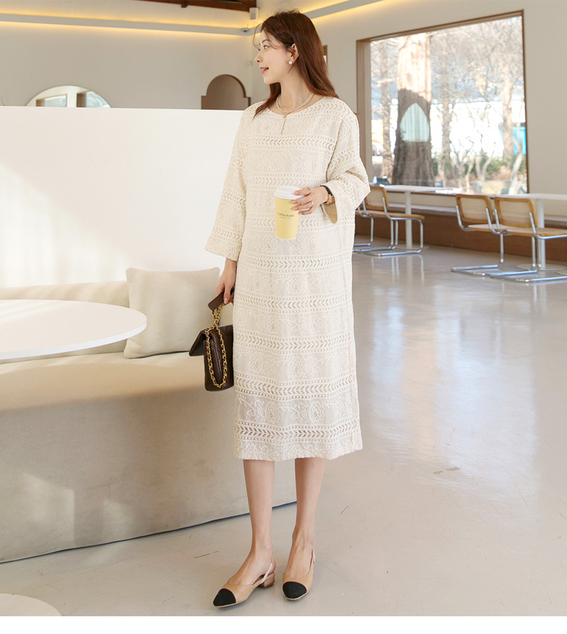 Ette レース 刺繍 ロングワンピース 長袖 春 驚きの値段 秋 結婚式 Sdm お宮参り マタニティ 白 レディース 黒