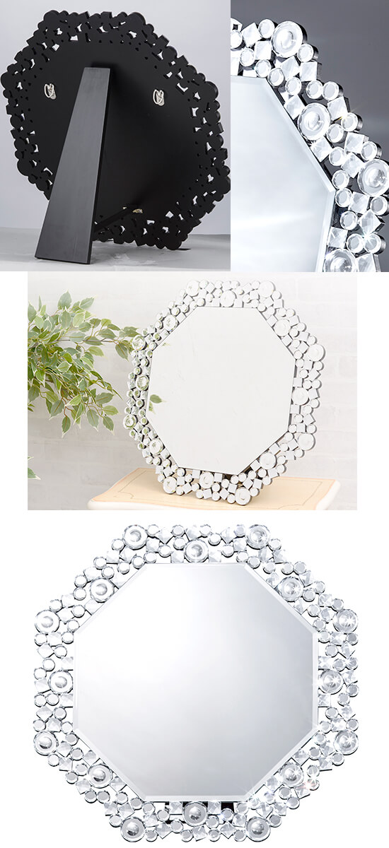 クロシオ 鏡 ミラー ウォールジュエルミラー 卓上 壁掛け crystal