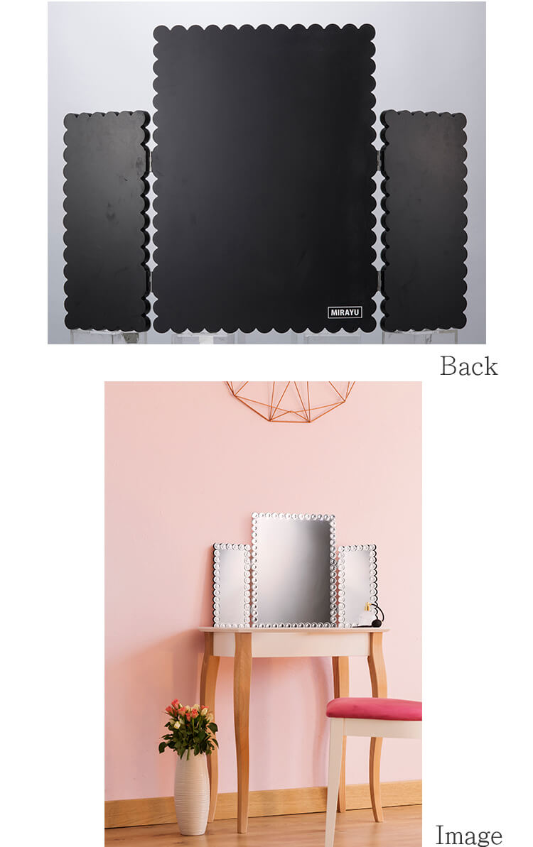 クロシオ 鏡 卓上ミラー 三面鏡 ジュエルミラー Three sided mirror