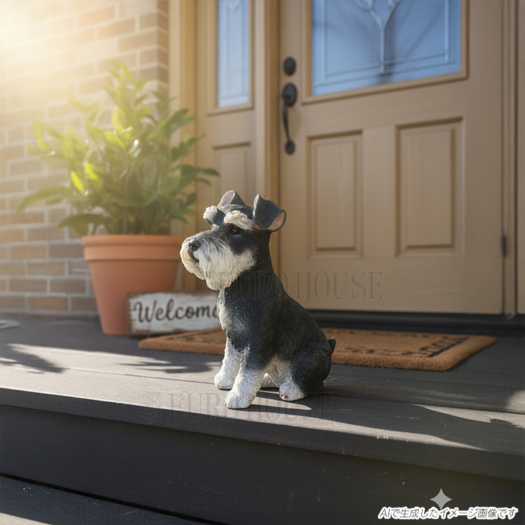 シュナウザー　置き物　オブジェ　インテリア　ガーデン オーナメント シュナウザーL 子犬 インテリア 犬 置物 ガーデン