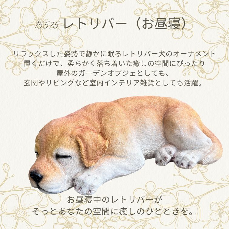 オーナメント レトリバー お昼寝 子犬 インテリア 犬 置物 ガーデン