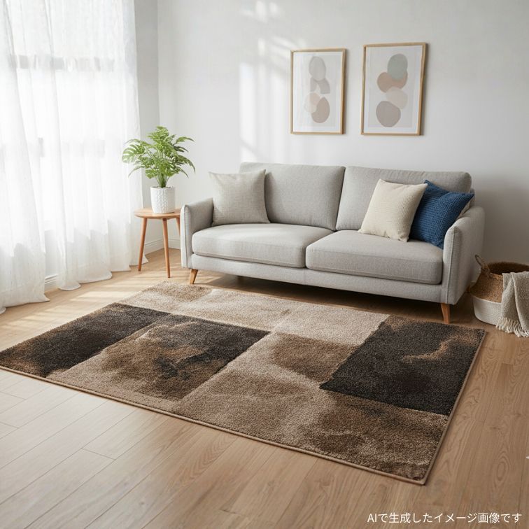 アンティーク調ラグ ベッドカバー、ソファカバーとしても最適 プレーベル ラグ カーペット サグ 200×290 BR ブラウン BK ブラック