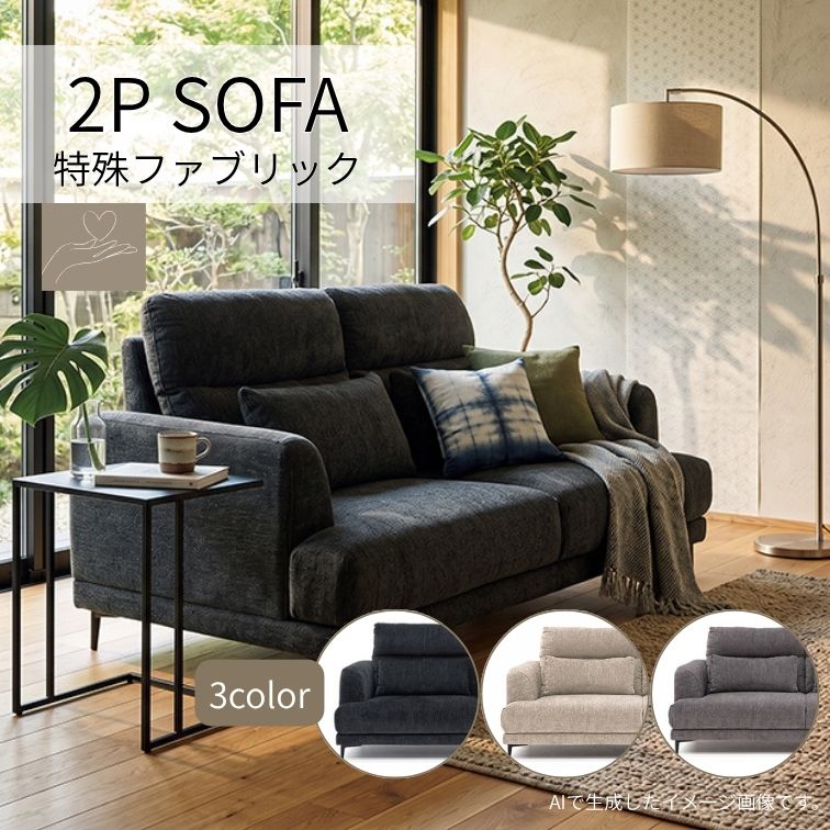 ソファ ソファー 2Pソファ 2人掛け 2P FAB クッション付 BK ブラック