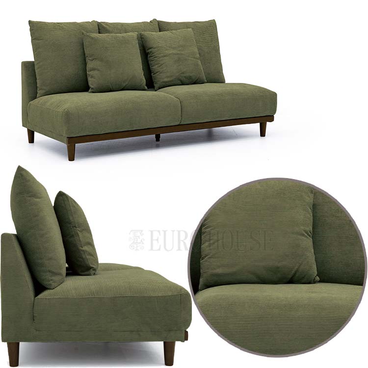 R232 コンパクト 緑色布製3Pソファ 幅182cm 良品 ソファ ソファー 3Pソファ 3人掛け 3P FAB ファブリック GN グリーン
