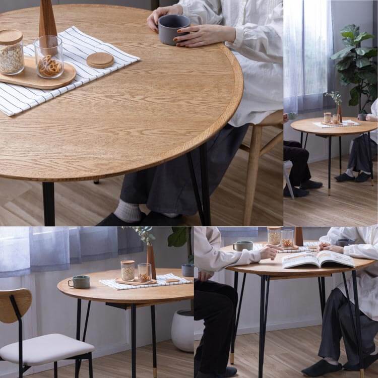 関家具 ダイニングテーブル テーブル 丸100 DT マルル NA WH 石目 脚